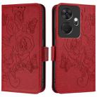 For itel P55+ Embossed Rose RFID Anti-theft Leather Phone Case(Red) - 2