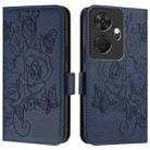 For itel P55+ Embossed Rose RFID Anti-theft Leather Phone Case(Dark Blue) - 2