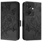 For itel P55+ Embossed Rose RFID Anti-theft Leather Phone Case(Black) - 2