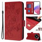 For itel RS4 Embossed Rose RFID Anti-theft Leather Phone Case(Red) - 1