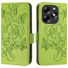 For itel S23+ Embossed Rose RFID Anti-theft Leather Phone Case(Green) - 2