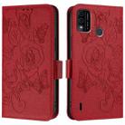 For itel A48 Embossed Rose RFID Anti-theft Leather Phone Case(Red) - 3