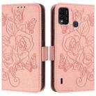 For itel A48 Embossed Rose RFID Anti-theft Leather Phone Case(Pink) - 3