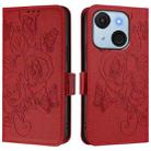 For itel A50C Embossed Rose RFID Anti-theft Leather Phone Case(Red) - 2