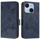 For itel A50C Embossed Rose RFID Anti-theft Leather Phone Case(Dark Blue) - 2