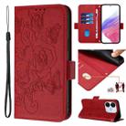 For itel A80 4G Embossed Rose RFID Anti-theft Leather Phone Case(Red) - 1