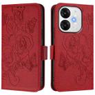 For itel A80 4G Embossed Rose RFID Anti-theft Leather Phone Case(Red) - 2