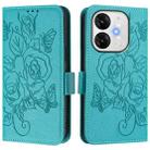 For itel A80 4G Embossed Rose RFID Anti-theft Leather Phone Case(Light Blue) - 2