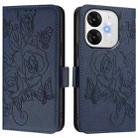 For itel A80 4G Embossed Rose RFID Anti-theft Leather Phone Case(Dark Blue) - 2