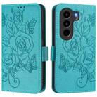For itel Power 70 Embossed Rose RFID Anti-theft Leather Phone Case(Light Blue) - 2