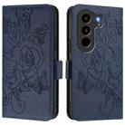 For itel Power 70 Embossed Rose RFID Anti-theft Leather Phone Case(Dark Blue) - 2