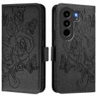 For itel Power 70 Embossed Rose RFID Anti-theft Leather Phone Case(Black) - 2