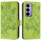 For itel City 100 Embossed Rose RFID Anti-theft Leather Phone Case(Green) - 2