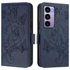 For itel City 100 Embossed Rose RFID Anti-theft Leather Phone Case(Dark Blue) - 2