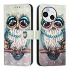 For Sharp Aquos Sense9 3D Painting Horizontal Flip Leather Phone Case(Grey Owl) - 2