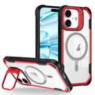 For iPhone 16 Plus Transparent Acrylic MagSafe Lens Holder Phone Case(Red) - 1