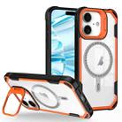 For iPhone 16 Plus Transparent Acrylic MagSafe Lens Holder Phone Case(Orange) - 1