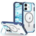 For iPhone 16 Plus Transparent Acrylic MagSafe Lens Holder Phone Case(Blue) - 1