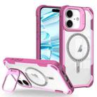 For iPhone 16 Plus Transparent Acrylic MagSafe Lens Holder Phone Case(Pink) - 1