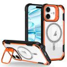 For iPhone 16 Transparent Acrylic MagSafe Lens Holder Phone Case(Orange) - 1