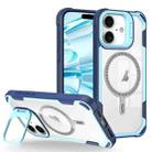 For iPhone 16 Transparent Acrylic MagSafe Lens Holder Phone Case(Blue) - 1