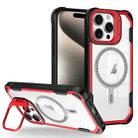 For iPhone 15 Pro Transparent Acrylic MagSafe Lens Holder Phone Case(Red) - 1