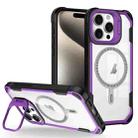 For iPhone 15 Pro Transparent Acrylic MagSafe Lens Holder Phone Case(Purple) - 1