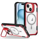 For iPhone 15 Plus Transparent Acrylic MagSafe Lens Holder Phone Case(Red) - 1