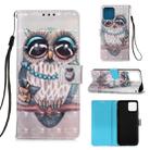 For iPhone 12 / 12 Pro 3D Painting Horizontal Flip Leather Case with Holder & Card Slot & Wallet & Lanyard(Owl) - 1