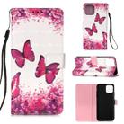 For iPhone 12 Pro Max 3D Painting Horizontal Flip Leather Case with Holder & Card Slot & Wallet & Lanyard(Rose Red Butterfly) - 1
