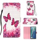 For Samsung Galaxy Note20 3D Painting Horizontal Flip Leather Case with Holder & Card Slot & Wallet & Lanyard(Rose Red Butterfly) - 1
