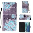 For Samsung Galaxy Note20 3D Painting Horizontal Flip Leather Case with Holder & Card Slot & Wallet & Lanyard(Blue Flower) - 1