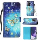 For Samsung Galaxy Note20 Ultra 3D Painting Horizontal Flip Leather Case with Holder & Card Slot & Wallet & Lanyard(Gold Butterfy) - 1