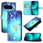For Google Pixel 9 3D Painting Horizontal Flip Leather Phone Case(Golden Butterfly) - 1