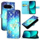 For Google Pixel 9 Pro XL 3D Painting Horizontal Flip Leather Phone Case(Golden Butterfly) - 1