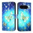 For Google Pixel 9 Pro XL 3D Painting Horizontal Flip Leather Phone Case(Golden Butterfly) - 2