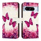 For Google Pixel 8 Pro 3D Painting Horizontal Flip Leather Phone Case(Rose Butterfly) - 2