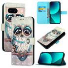 For Google Pixel 8a 3D Painting Horizontal Flip Leather Phone Case(Grey Owl) - 1