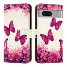 For Google Pixel 7 3D Painting Horizontal Flip Leather Phone Case(Rose Butterfly) - 2