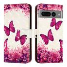 For Google Pixel 7 Pro 3D Painting Horizontal Flip Leather Phone Case(Rose Butterfly) - 2