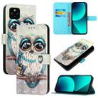 For Google Pixel 5 XL / Pixel 4a 3D Painting Horizontal Flip Leather Phone Case(Grey Owl) - 1