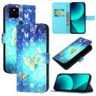 For Google Pixel 5a 5G 3D Painting Horizontal Flip Leather Phone Case(Golden Butterfly) - 1