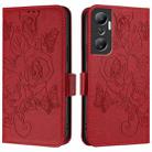 For Infinix Hot 20 4G Embossed Rose RFID Anti-theft Leather Phone Case(Red) - 2