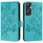 For Infinix Hot 20 4G Embossed Rose RFID Anti-theft Leather Phone Case(Light Blue) - 2