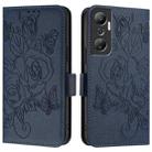 For Infinix Hot 20 4G Embossed Rose RFID Anti-theft Leather Phone Case(Dark Blue) - 2