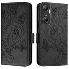 For Infinix Hot 20 4G Embossed Rose RFID Anti-theft Leather Phone Case(Black) - 2