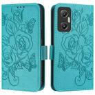 For Infinix Hot 20 5G Embossed Rose RFID Anti-theft Leather Phone Case(Light Blue) - 2