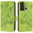 For Infinix Hot 20 Play Embossed Rose RFID Anti-theft Leather Phone Case(Green) - 2