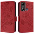 For Infinix Hot 20i Embossed Rose RFID Anti-theft Leather Phone Case(Red) - 2