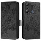 For Infinix Hot 20i Embossed Rose RFID Anti-theft Leather Phone Case(Black) - 2